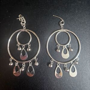 White gold chandelier earrings